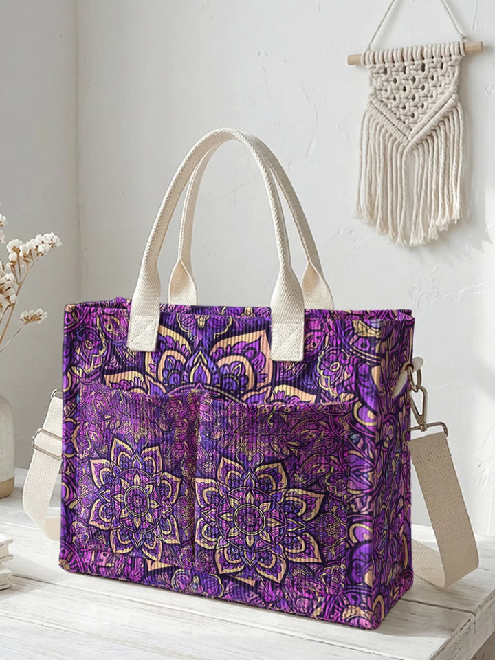 Mandala Violet | Sac cabas en velours côtelé