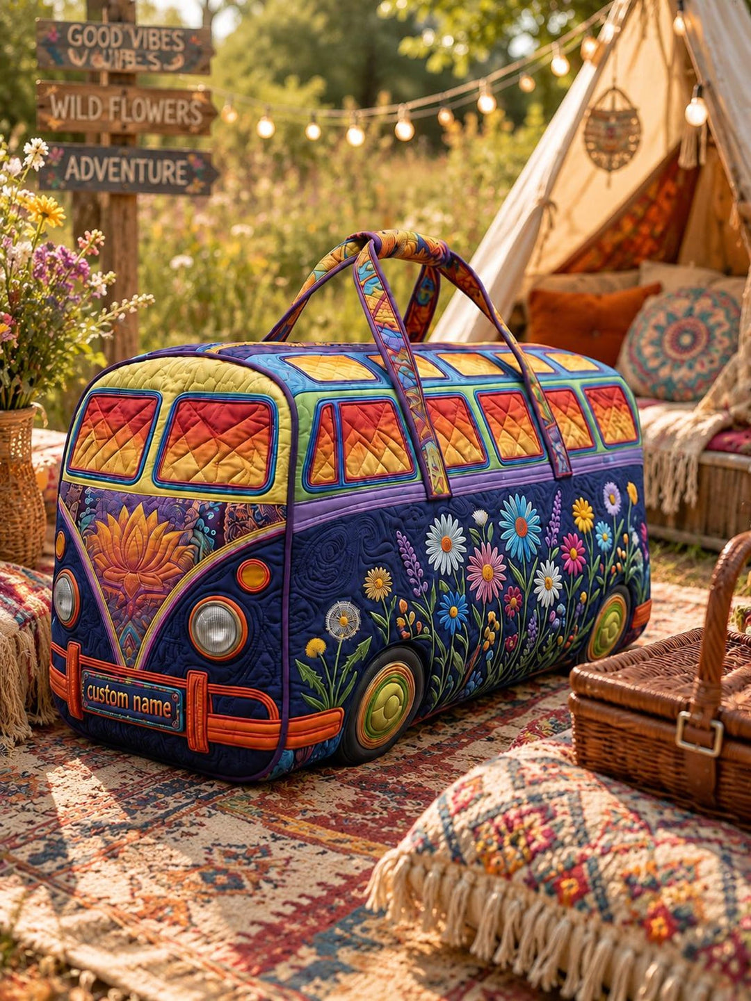 Ségolène – sac de voyage matelassé floral bohème