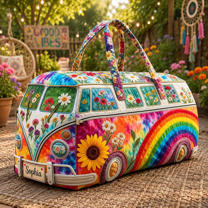 Esther – sac de voyage matelassé tie-dye floral arc-en-ciel