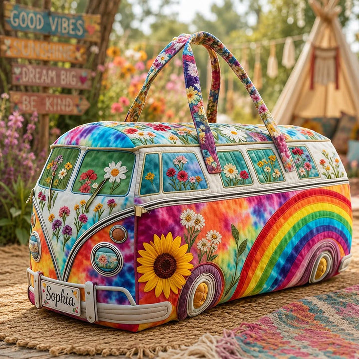 Esther – sac de voyage matelassé tie-dye floral arc-en-ciel – vue produit