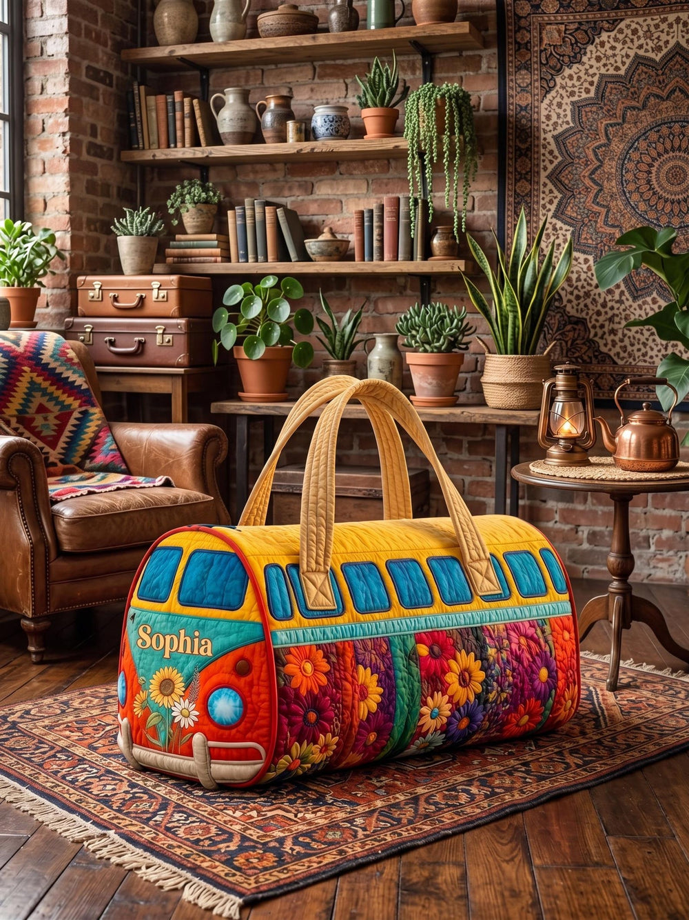 Mathilde – sac de voyage matelassé aux fleurs ensoleillées – vue produit