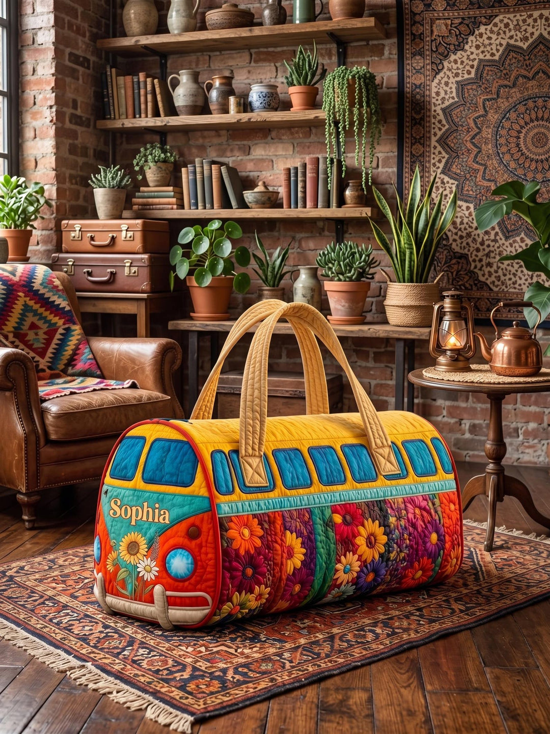 Mathilde – sac de voyage matelassé aux fleurs ensoleillées – vue produit