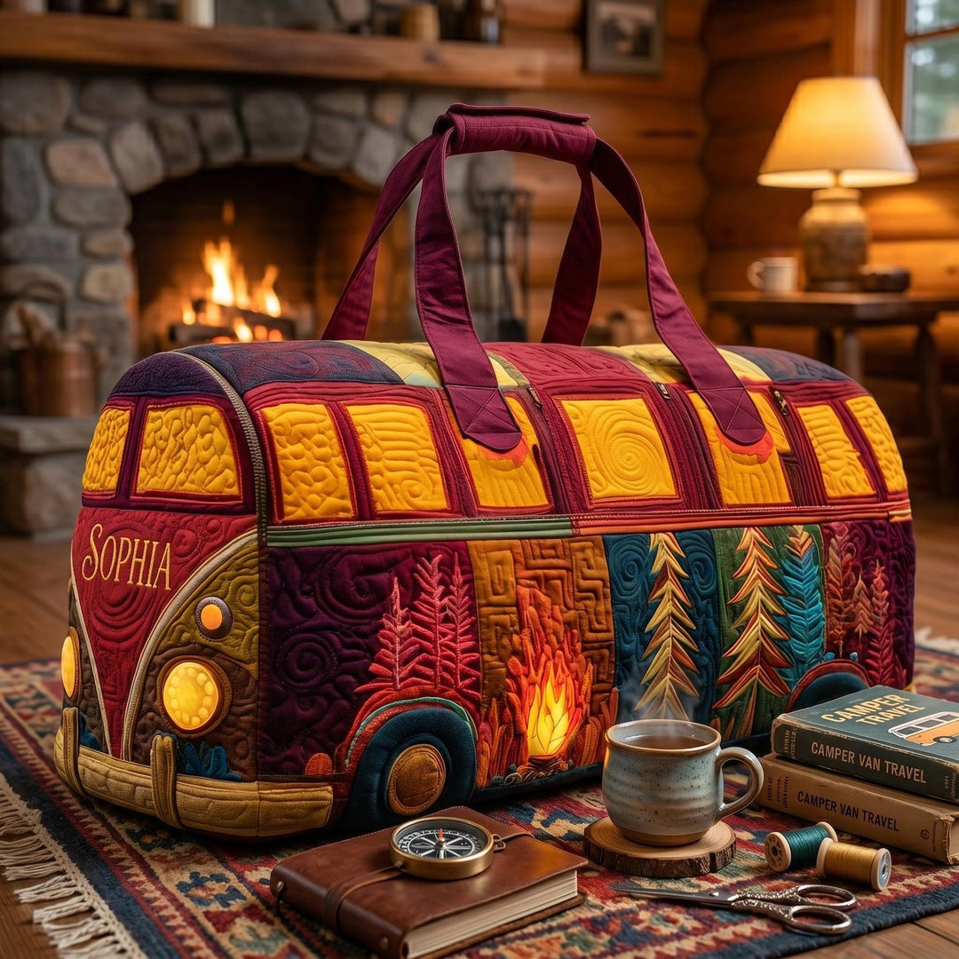 Lucile – sac de voyage matelassé au feu de camp rétro – vue produit