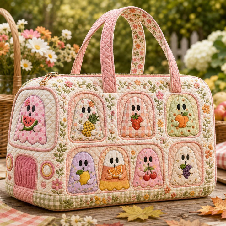 Adèle – sac de voyage matelassé au fantôme fleuri