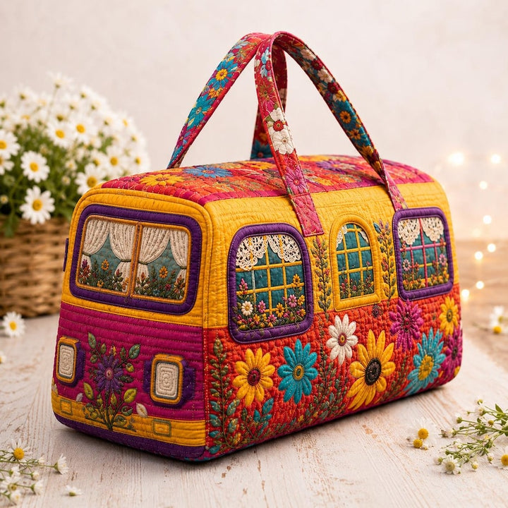 Nathalie – sac de voyage matelassé au jardin fleuri