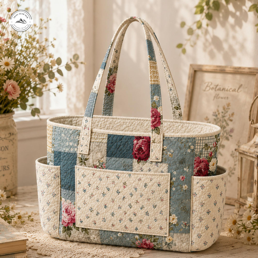 Églantine | Sac cabas matelassé au patchwork floral