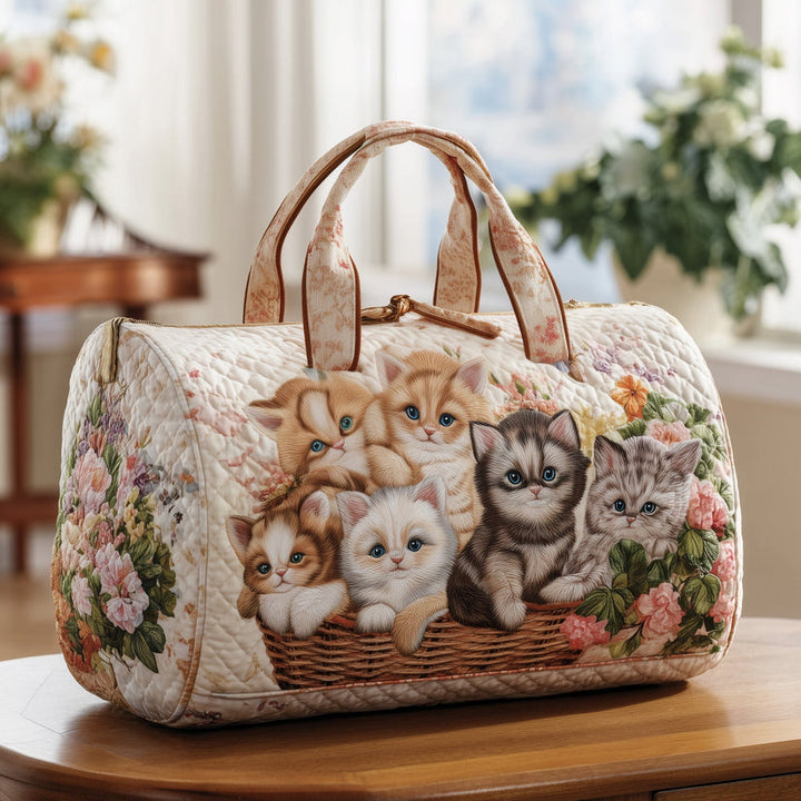 Élise – sac de voyage matelassé aux chats dans un panier