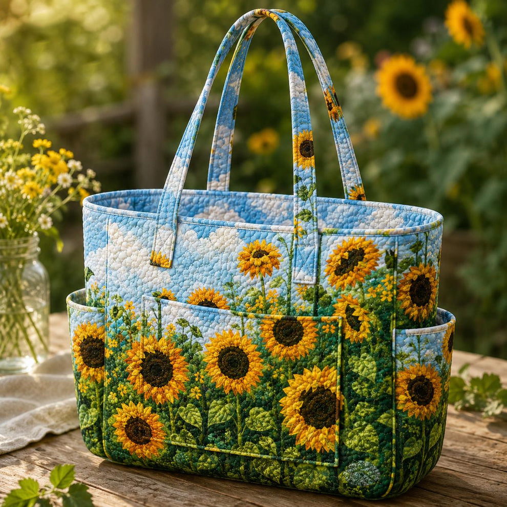 Véronique – sac cabas matelassé aux tournesols éclatants