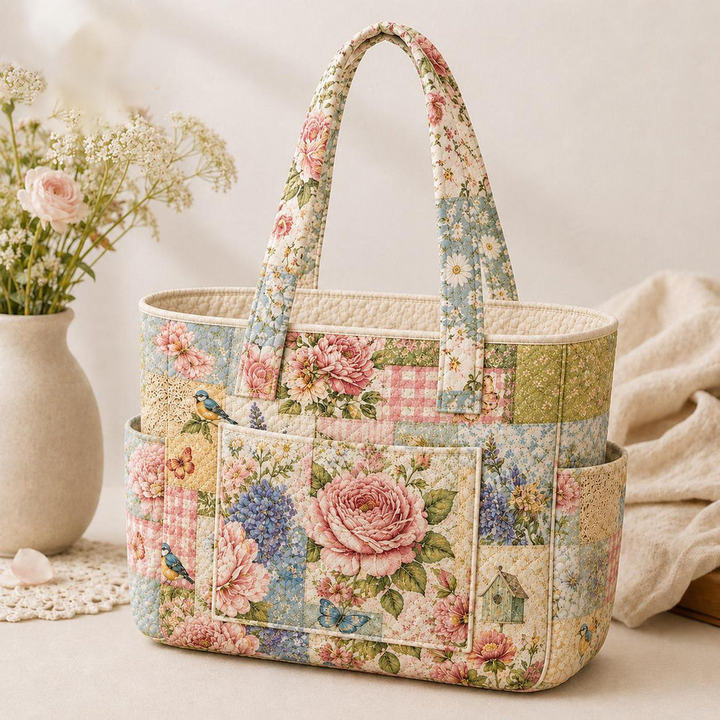 Victoire – sac cabas matelassé aux fleurs vintage
