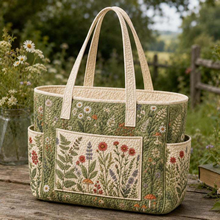 Audrey – sac cabas matelassé aux fleurs champêtres