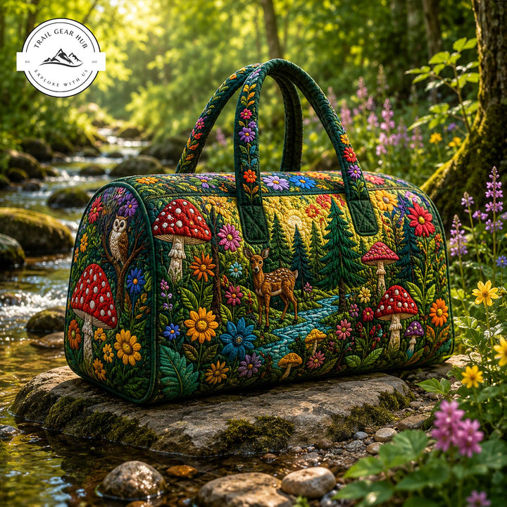 Brigitte – sac de voyage matelassé à la forêt fantaisiste