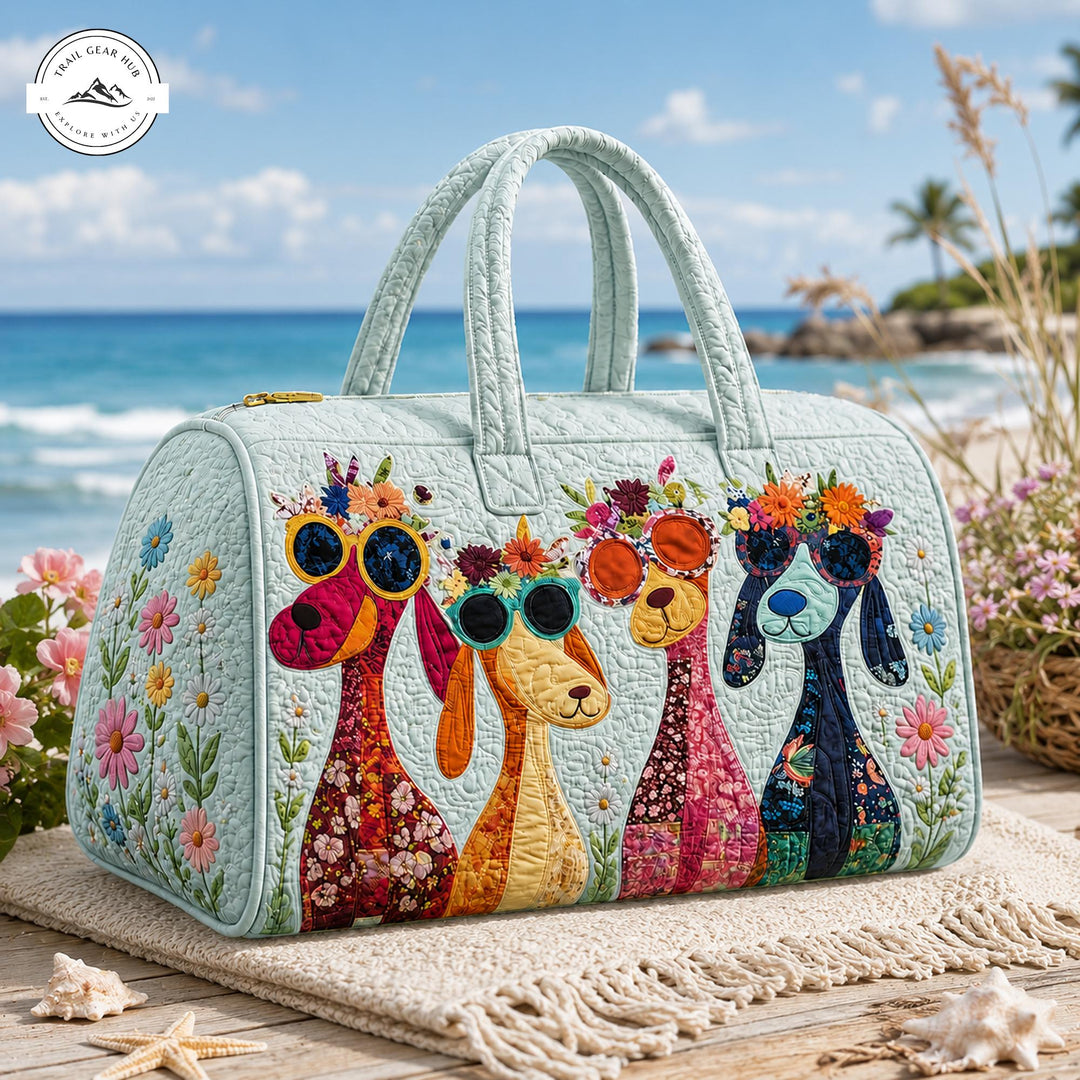 Sophie – sac de voyage matelassé aux chiots fleuris