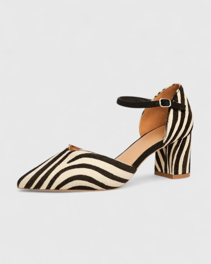 Helene | Ballerines imprimé zèbre à bride cheville