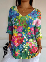 Pull en tricot floral vintage pour femmes