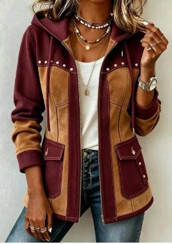 Camille™ | Veste à capuche style patchwork