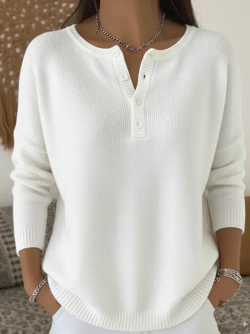 Ernesta | Pull en maille à col Henley boutonné