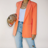 Blazer Oversize Femme – Veste à Revers Simple pour un Superposition Élégante