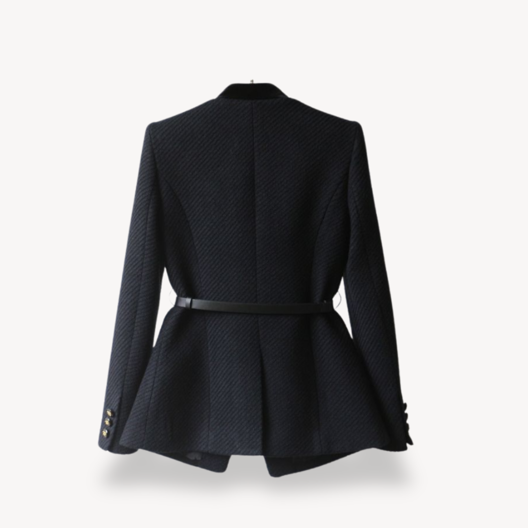 Blazer ceinturé à finitions contrastantes