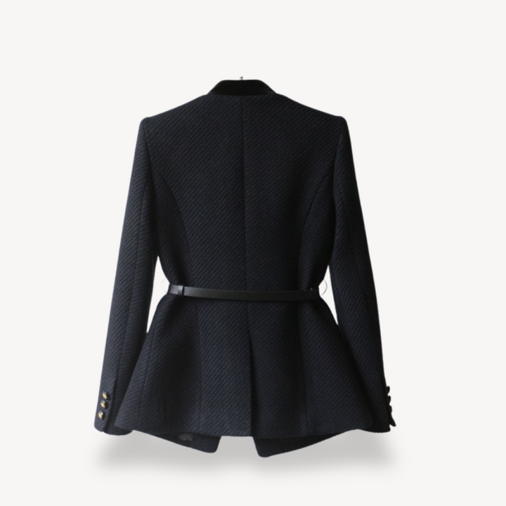 Blazer ceinturé à finitions contrastantes