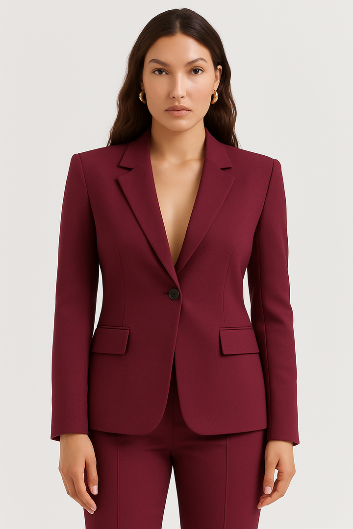 Blazer bordeaux à col tailleur