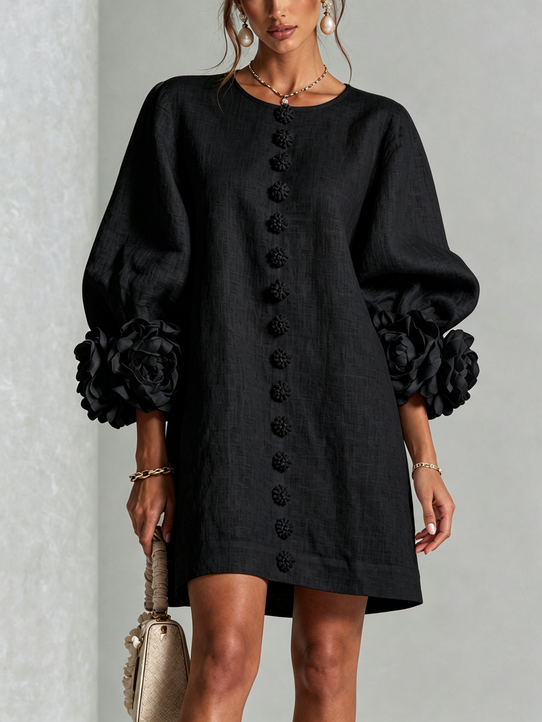 Amara™ | Robe Mini Élégante avec Boutons Floraux