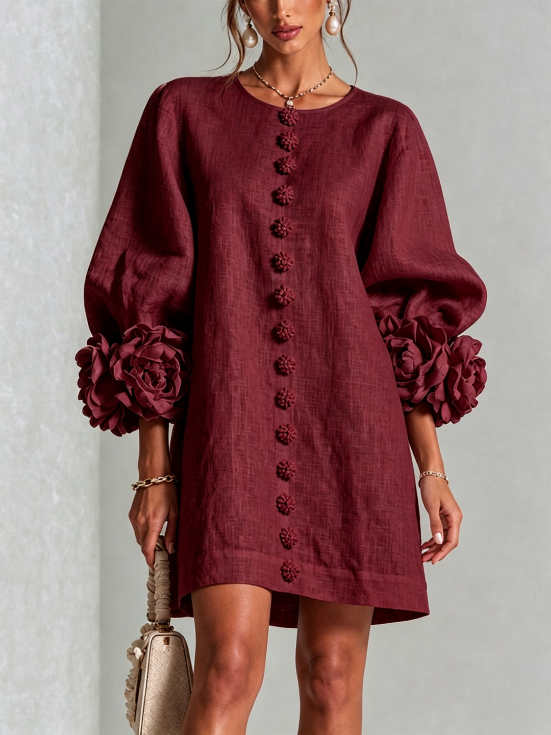 Amara™ | Robe Mini Élégante avec Boutons Floraux