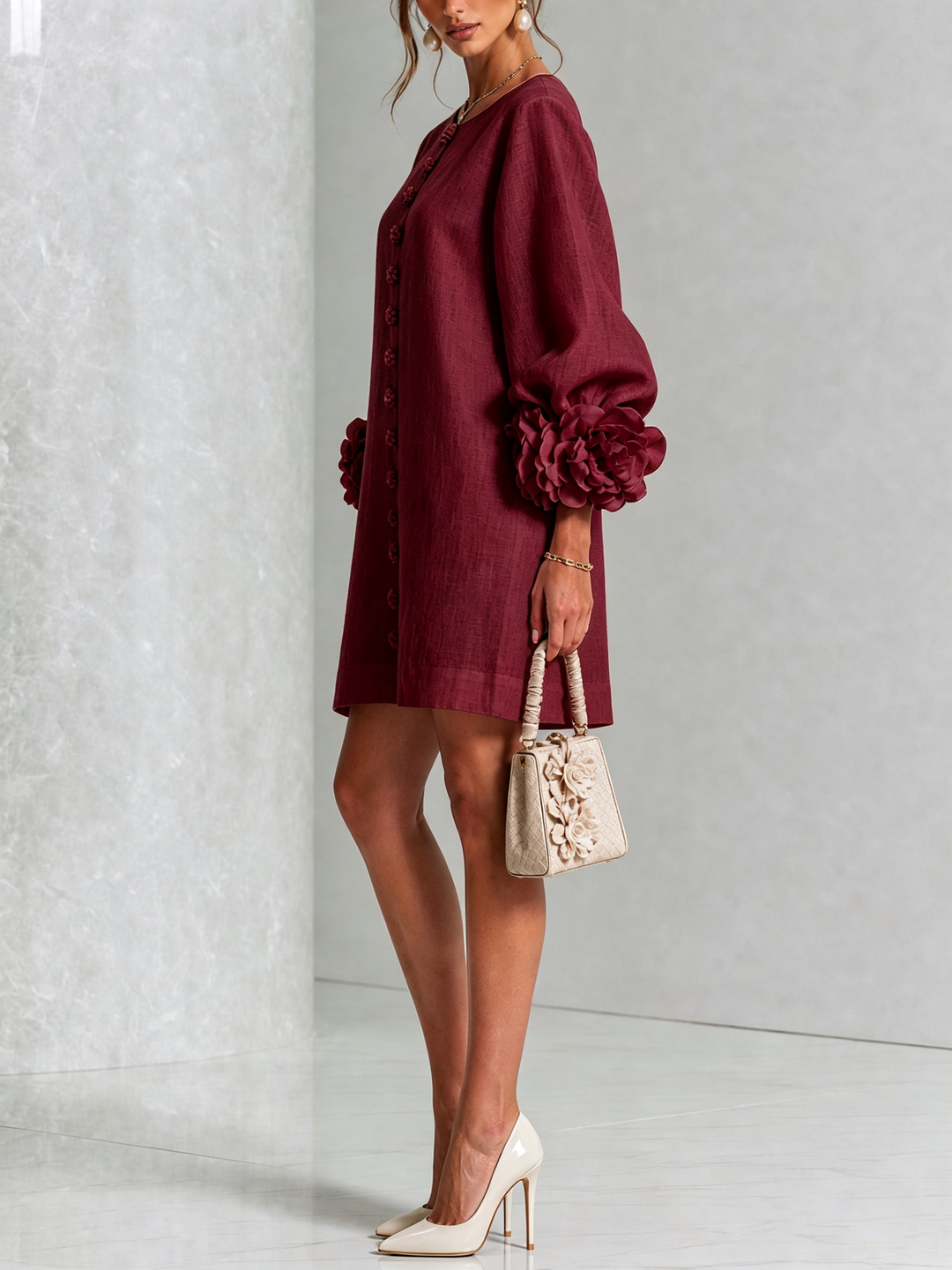 Amara™ | Robe Mini Élégante avec Boutons Floraux