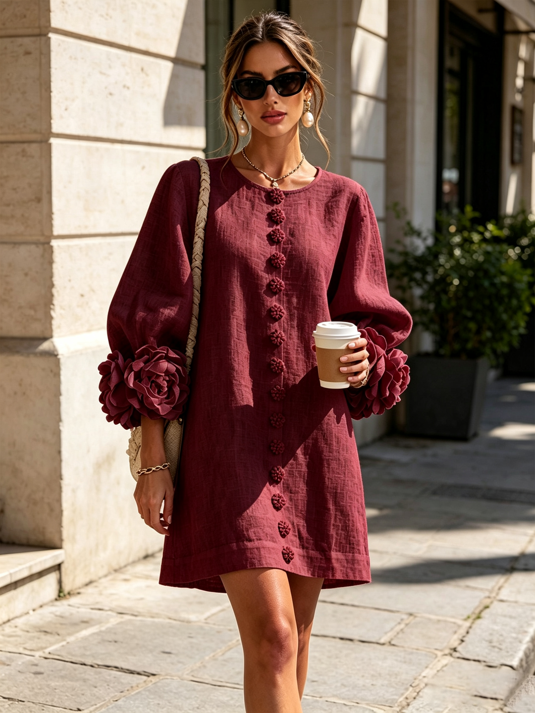 Amara™ | Robe Mini Élégante avec Boutons Floraux