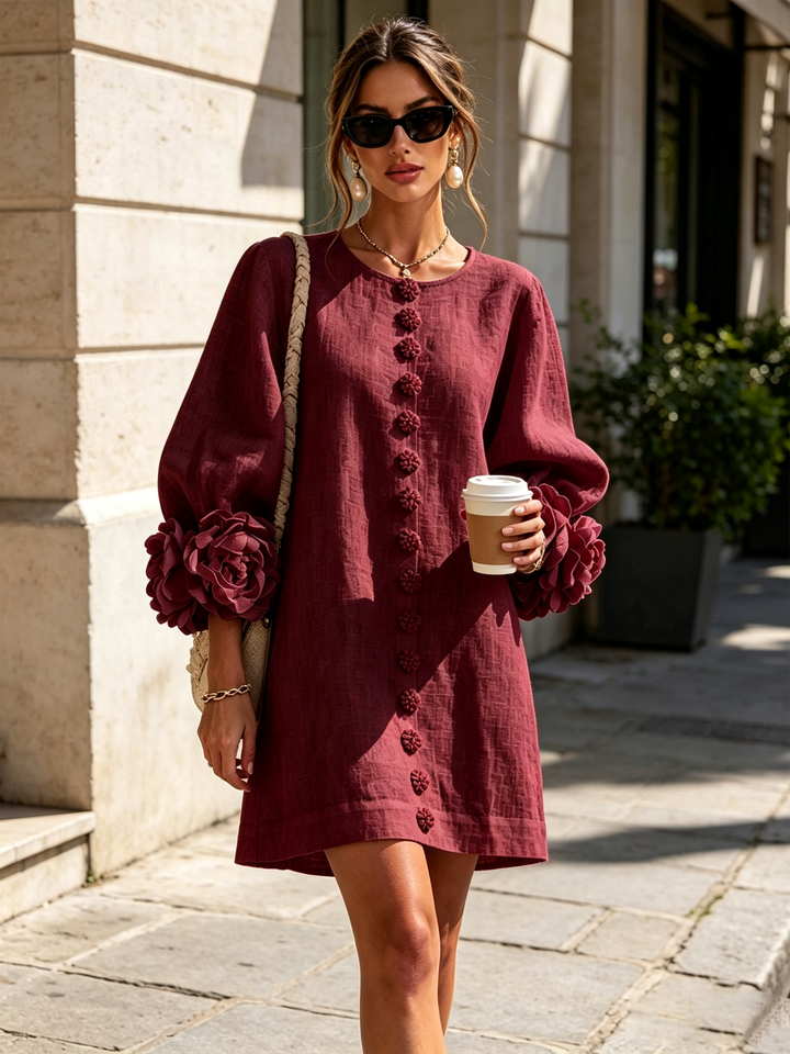 Amara™ | Robe Mini Élégante avec Boutons Floraux