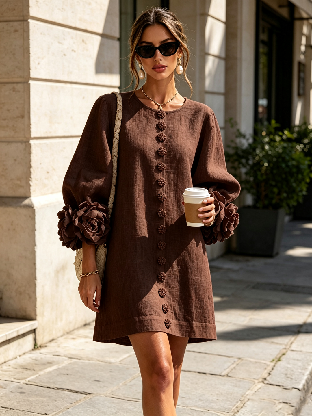 Amara™ | Robe Mini Élégante avec Boutons Floraux