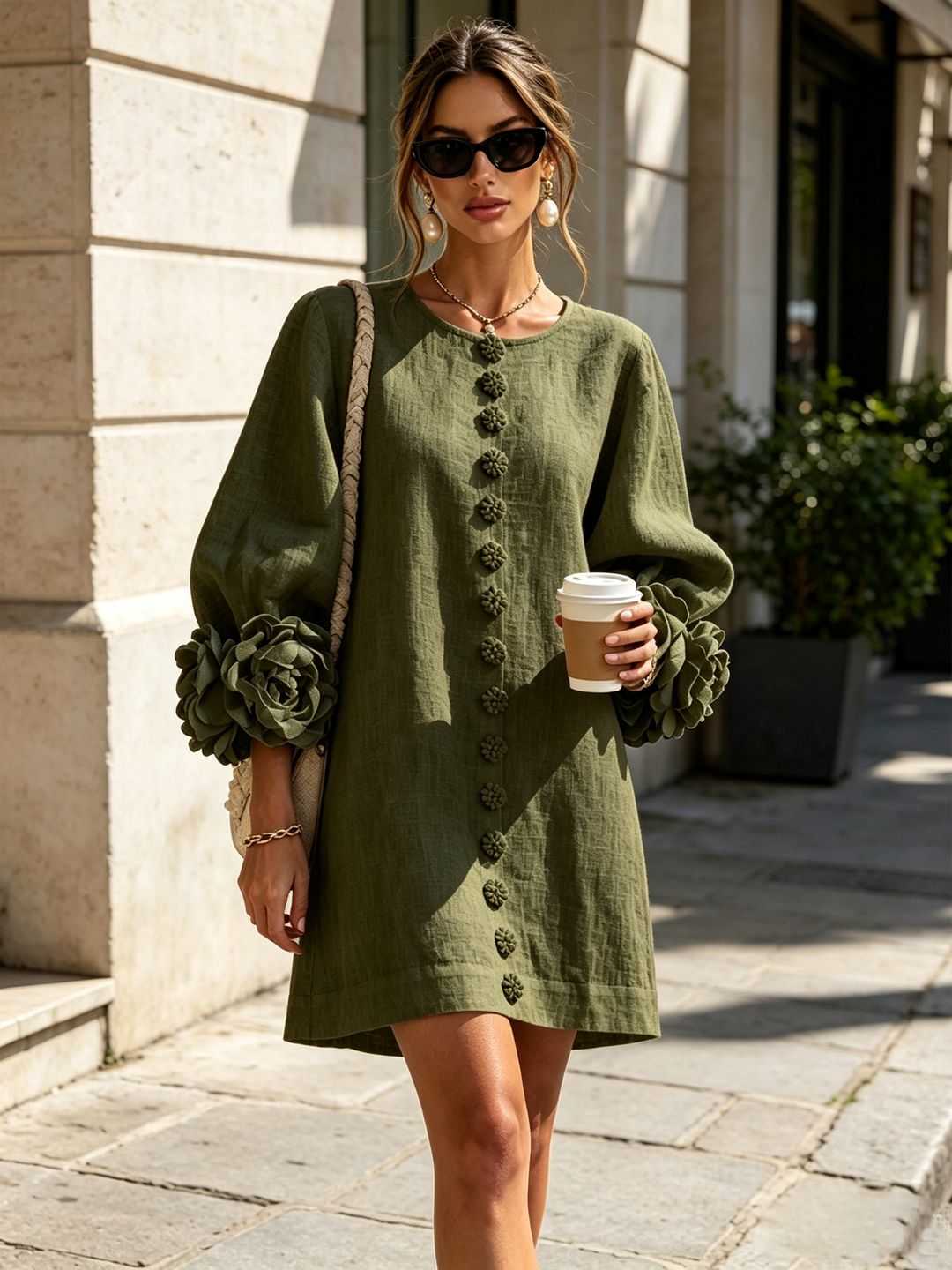 Amara™ | Robe Mini Élégante avec Boutons Floraux