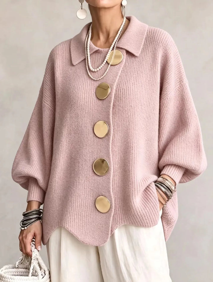 Ortensia | Cardigan oversize à boutons dorés