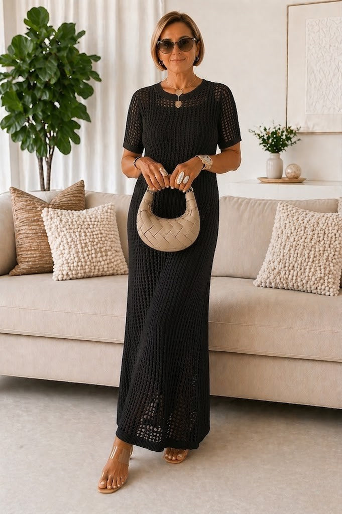Beth | Robe maxi longue découpée avec robe intérieure offerte