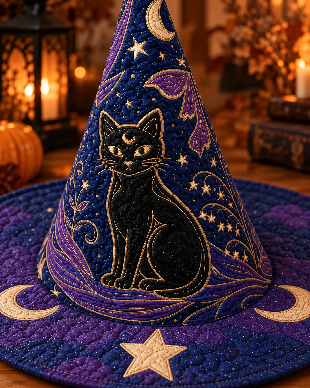 Céleste | Chapeau matelassé Chat noir