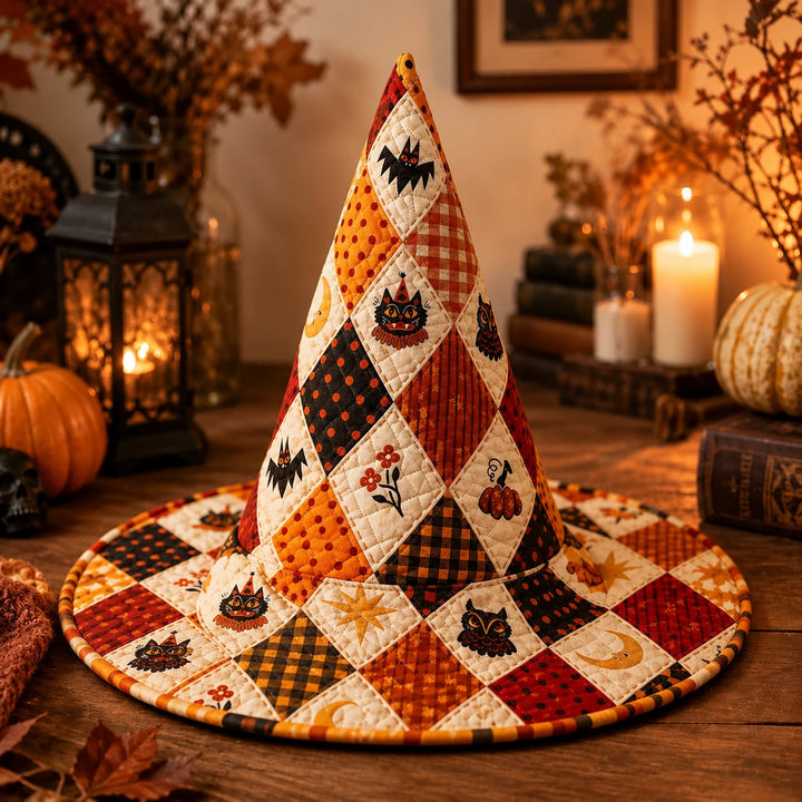 Colette | Chapeau matelassé Patchwork d’Halloween