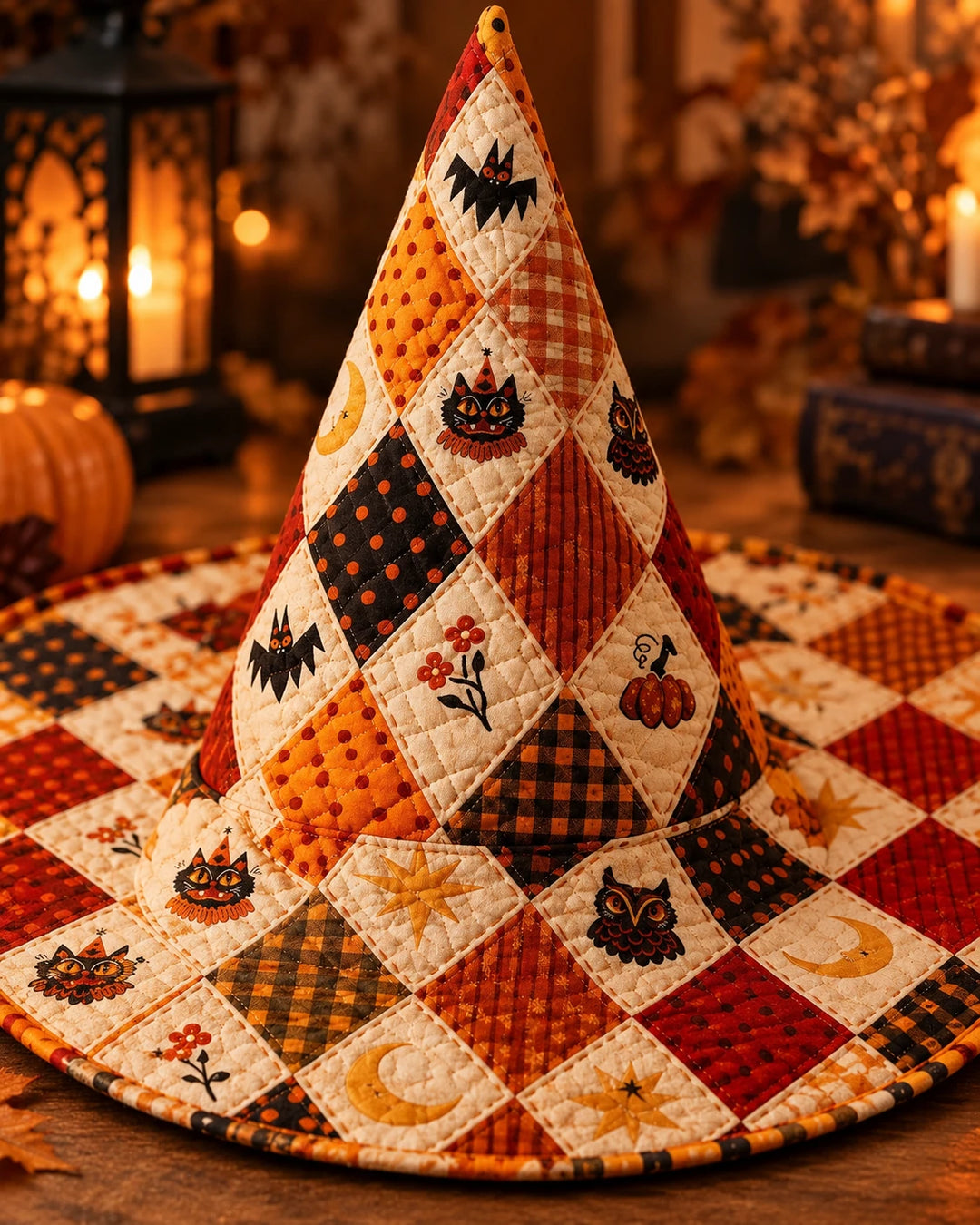 Colette | Chapeau matelassé Patchwork d’Halloween