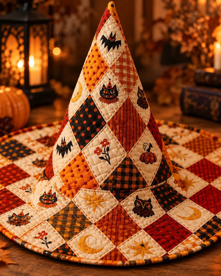 Colette | Chapeau matelassé Patchwork d’Halloween