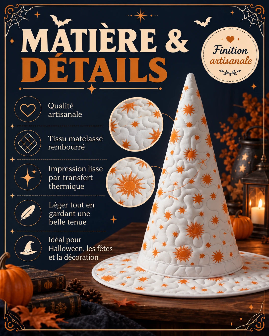 Colette | Chapeau matelassé Patchwork d’Halloween