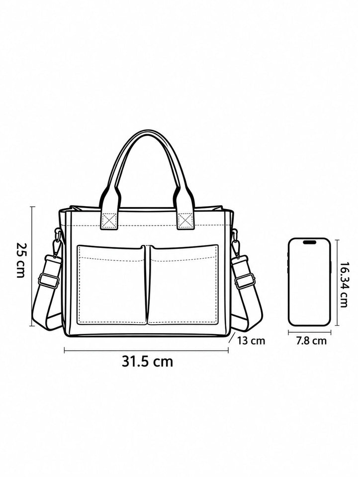 Dimensions du sac cabas en velours côtelé : 31,5 × 25 × 13 cm
