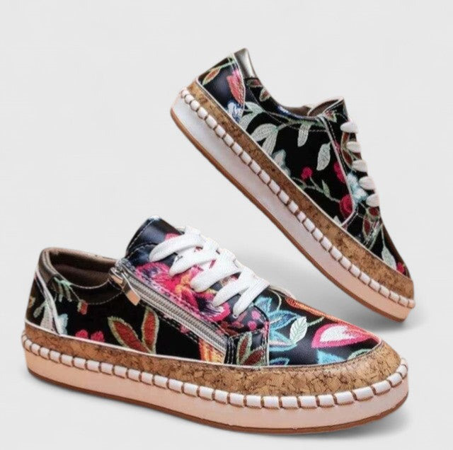 Olisette | Baskets imprimé floral à lacets et zip