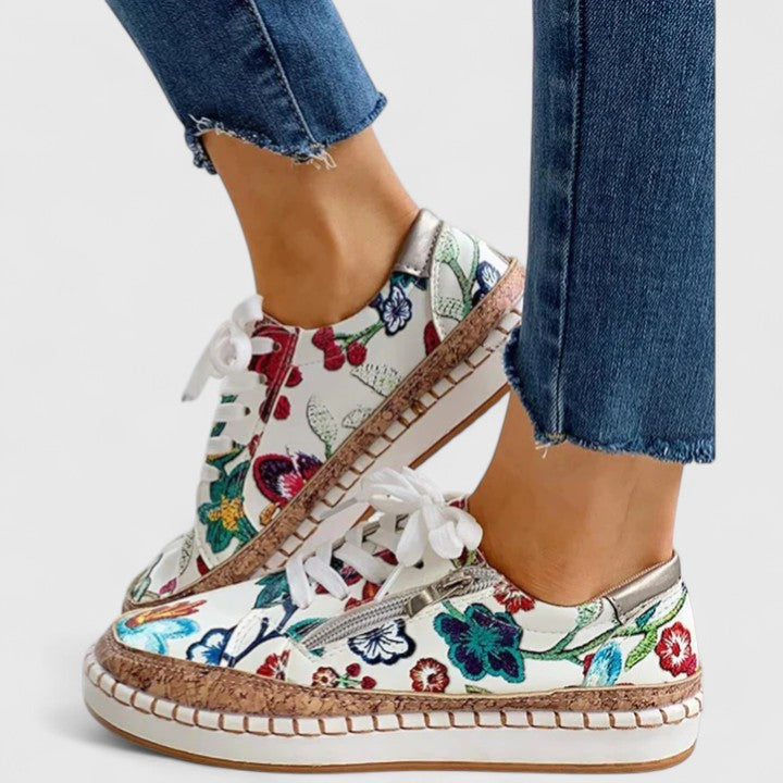 Olisette | Baskets imprimé floral à lacets et zip