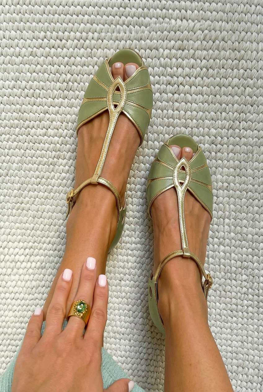 Talons à bloc cut-out peep toe avec bride T