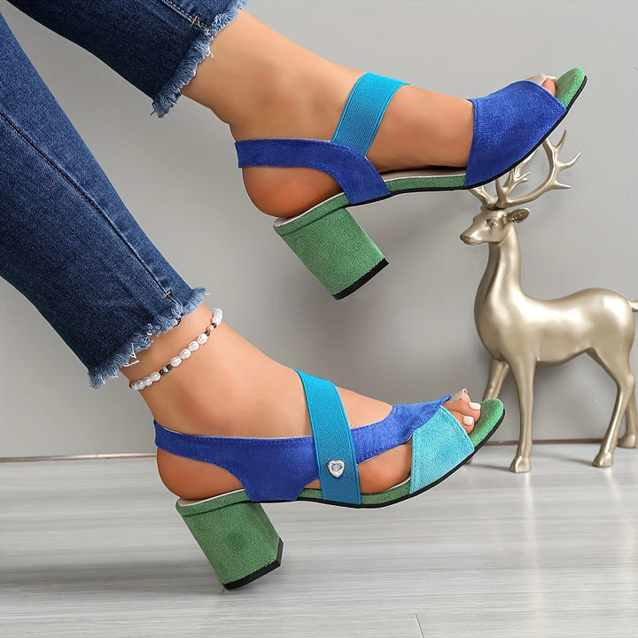 Éva | Sandales slingback multicolores à talon bloc