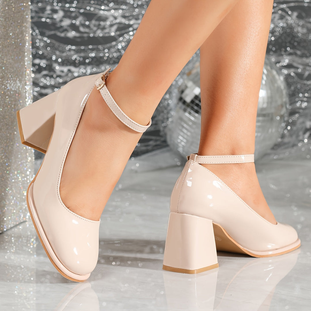 Henriette | Chaussures Mary Jane vernies à talon bloc