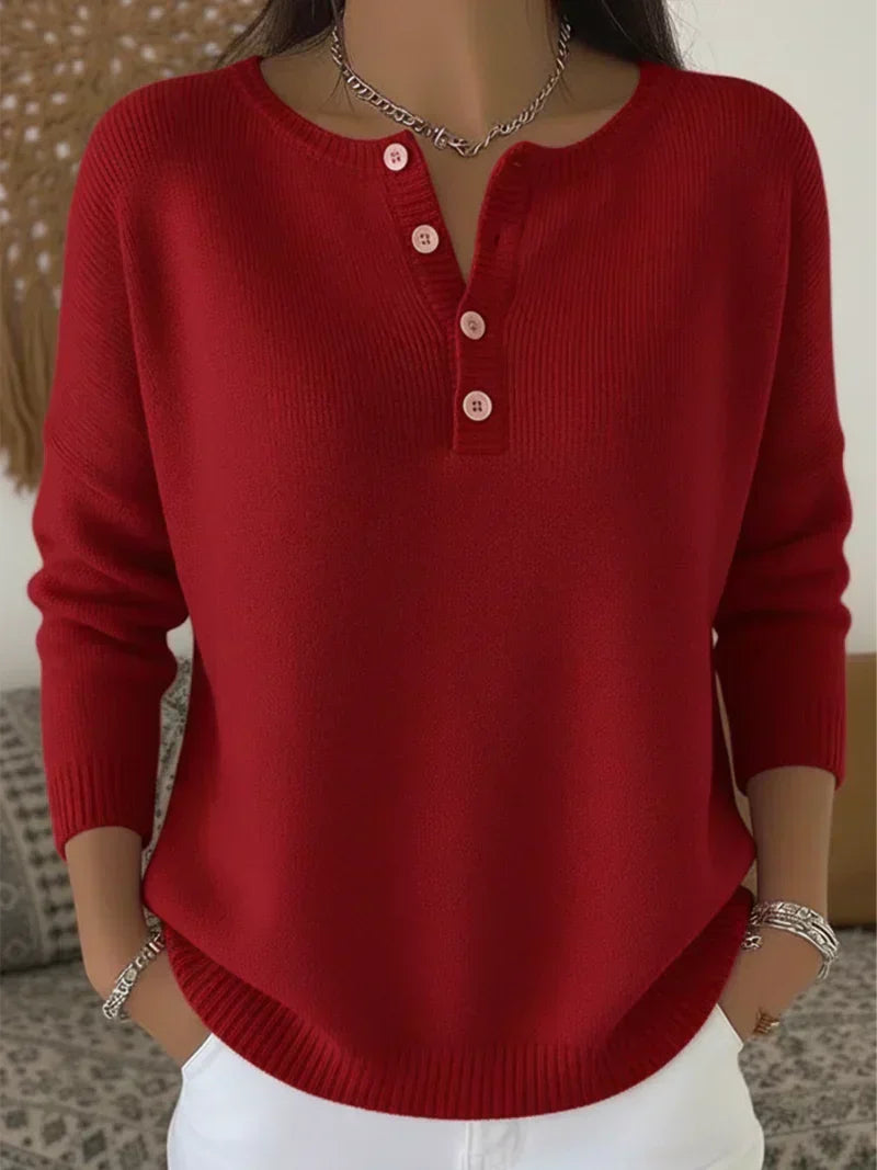 Ernesta | Pull en maille à col Henley boutonné