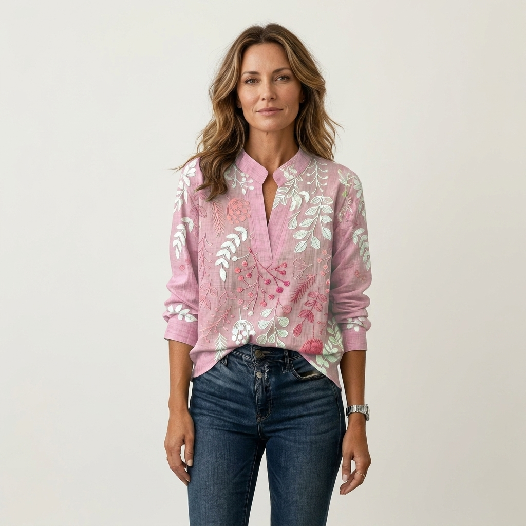 Lorielle | Blouse col V à imprimé botanique