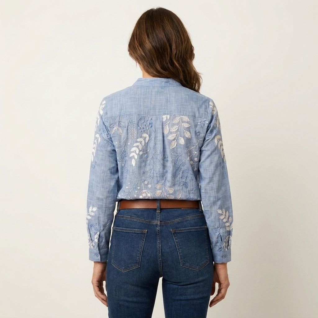 Lorielle | Blouse col V à imprimé botanique