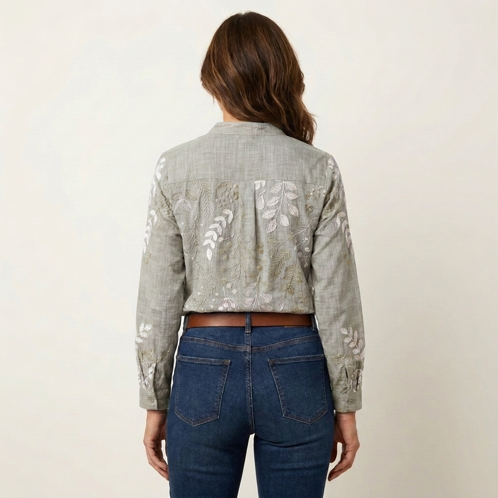 Lorielle | Blouse col V à imprimé botanique