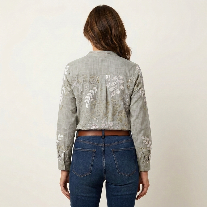 Lorielle | Blouse col V à imprimé botanique