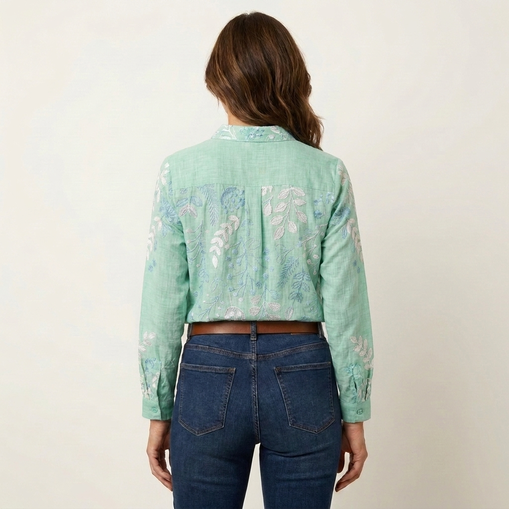 Lorielle | Blouse col V à imprimé botanique